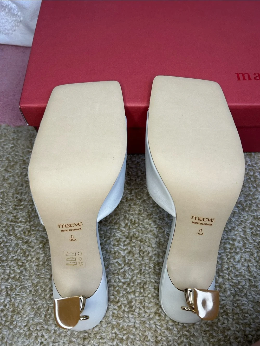 Anthropologie Maeve Metal Bow Open-Toe Mule Heels